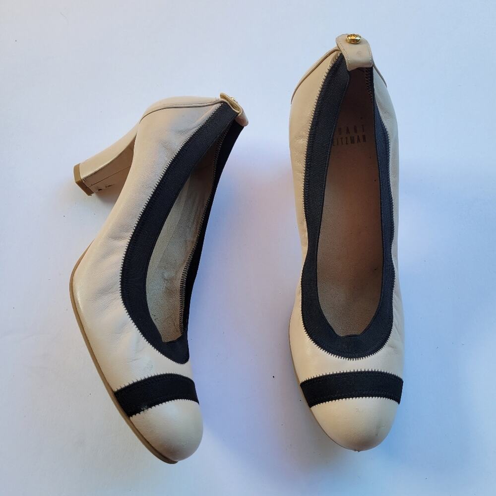 Stuart Weitzman Easily Elastic-Trim Leather Pump,… - image 2